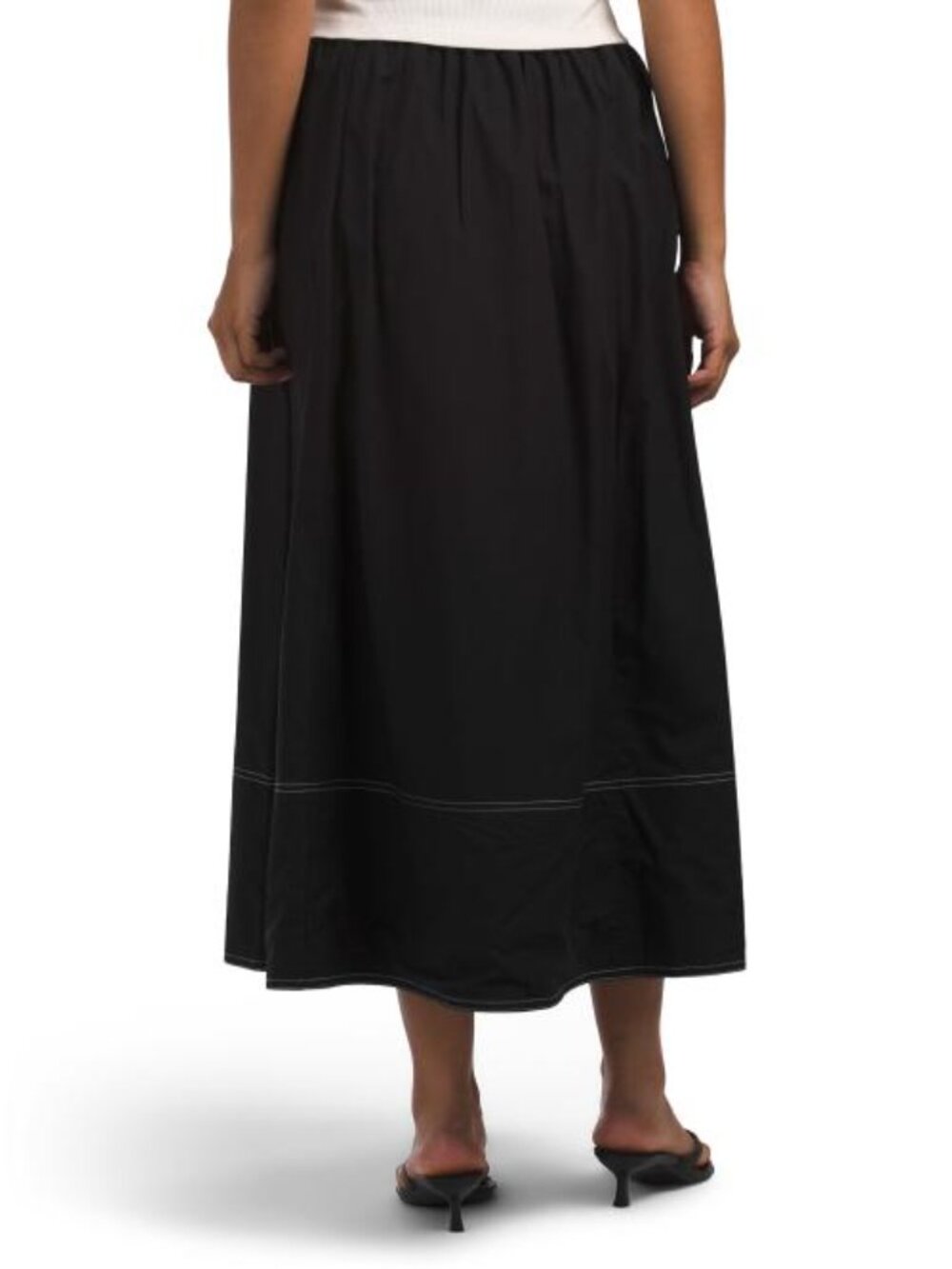 MAISON D'AMELIE Poplin Flared Skirt Pull On With Trapunto Stitch - Picture 2 of 4